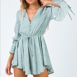 Princess Polly Green Floral Romper